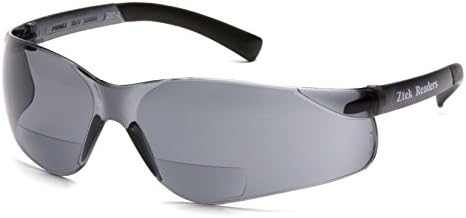 Pyramex S2520R25 Ztek Safety Glasses 2.5 Bifocal Reader Gray Lens Gray Frame ANSI Z87+