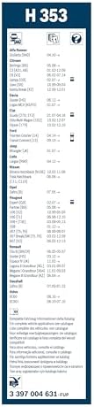 BOSCH H353 Original Equipment Specialty Rear Wiper Blade; Designed for Direct Replacement of OEM Production Specifications - 14" (Single)