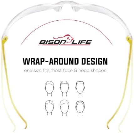 BISON LIFE Clear/Yellow Safety Glasses for Men & Women, ANSI Z87.1, 6 Pack