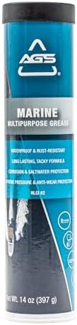 AGS Marine Multipurpose Grease Cartridge, 14 oz, Waterproof, Rust-Resistant, Extreme Pressure Protection, NLGI #2