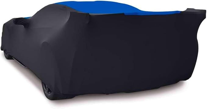 SR1 Performance USA Ultraguard Stretch Satin Indoor Car Cover for C7 Corvette (2014-2019) – Sport Series Custom Fit, Soft Dust Protection, Scratch-Free, Breathable Garage Cover (Blue/Black)