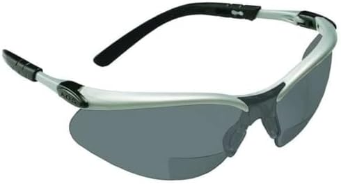 3M Safety Glasses, BX Readers, +2.0, Anti-Scratch Gray Lens, Silver Frame
