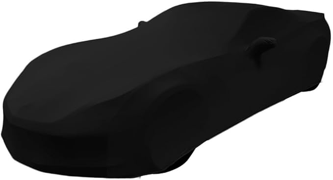 SR1 USA C7 Corvette Indoor Car Cover - Custom Fit Ultraguard Stretch Satin Dust Proof, High End with Storage Bag for 2014-2019 Stingray, Z51, Z06, Grand Sport Corvettes (Black)