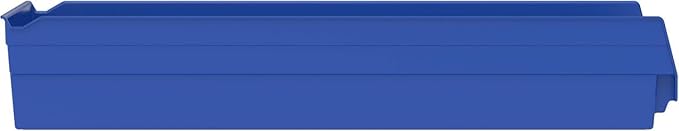 Akro-Mils 30184 Plastic Shelf Bins, Heavy Duty Storage Bins for Garage, Closet, and Drawer Organization, 24-Inch x 8-Inch x 4-Inch, Blue, 6-Pack