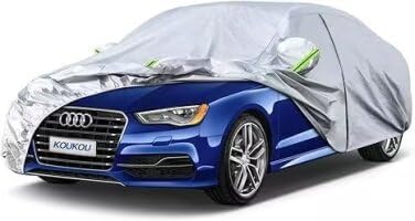 KouKou 6 Layers Car Cover Waterproof All Weather for Automobiles, Outdoor Full Exterior Covers Universal Fit Audi A3, Subaru BRZ, Nissan Versa,Kia Rio, VW Eos,etc.(165 to 178 inches)