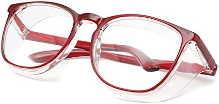 Alsenor Safety Glasses Anti Fog Goggles Protective Eyewear Blue Light Blocking Anti Dust UV Protection Glasses For Men Women (Red)