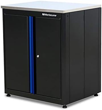Montezuma Garage Tool Storage System - 7Piece Combo Workbench with Locking Cabinet & Stainless Steel Worktop - SC-BBH