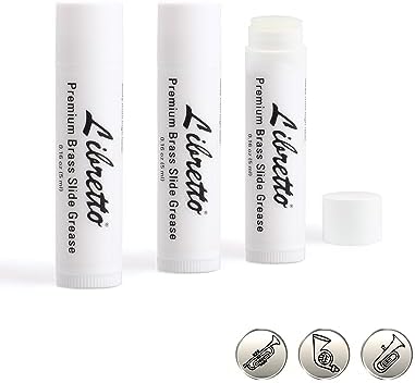 Libretto Tuning Slide Grease, Set of 3, Odorless, Smooth, Pure, Materials from Japan, Special-Blended Formula, for Trumpet, French Horn, Tuba, Trombone, 0.16 oz (5 ml)