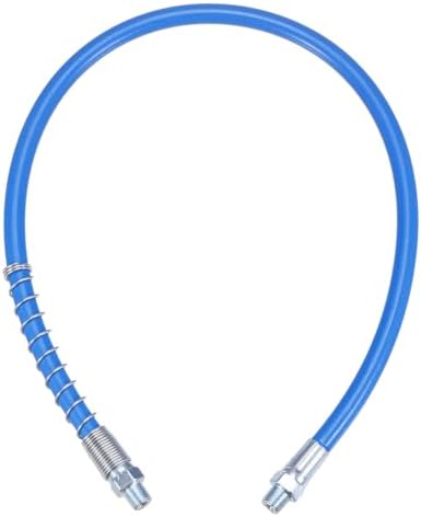 HARFINGTON Grease Gun Hose 23.6" 10000 PSI Spring Flex High Pressure Quick Release Grease Replacement with Coupler 1/8" NPT Threads for Grease Gun, Blue