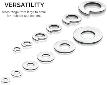 NEIKO 50400A Stainless Steel Lock and Flat Washer Assortment | 350 Piece Set | 12 Different Sizes in Spring Lock and Flat Design | Prevent Loose Fasteners