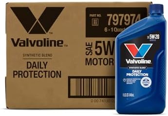 Valvoline Daily Protection SAE 5W-20 Synthetic Blend Motor Oil 1 QT, Case of 6