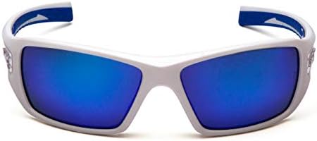Pyramex Safety Velar Safety Glasses, White-Blue Frame/Ice Blue Mirror Lens Medium