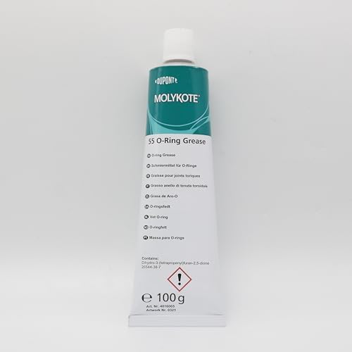 Molykote 55 O-Ring Grease 100g Lubricant Sealing for Rubber O-Ring Seal Valve Metal Pneumatic System Aircraft Automotive Heat Stable Oxidation Resistant Off White General Industrial Application
