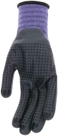 Mud Grip Women's Nylon Seamless Knit Shell Water Resistant Dotted Nitrile Palm Gardening Gloves