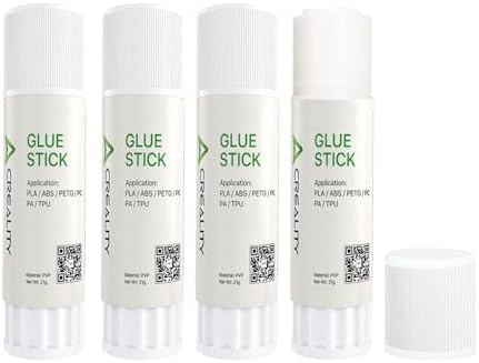 Creality 3D Printer Glue Sticks PVP Solid Glue Sticks for 3D Printing Hot Bed Build Plate, Enhanced Adhesion Reduces Warping for Filament, 3D Printer Adhesive for PLA/ABS/PETG/PC/PA/TPU, 4 Pack