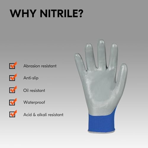 Vgo... 10Pairs Non-Slip Safety Work Gloves,Nitrile Coated (NT2110,S)
