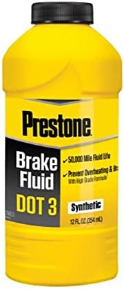 Prestone DOT 3 Brake Fluid, 12 oz, Pack of 12, Yellow, (AS400Y)