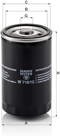 Mann Filter W 719/12 Spin-On Oil Filter Replacement Compatible With VW Volkswagen Vanagon (1983-1991), Replaces GEHL GEHL 524801172346, VW Group (AUDI/SEAT/SKODA/VW) 070 115 561