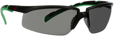 3M Safety Glasses, Solus 2000, IR Shade 3.0 Gray Lens, Black/Green Temples