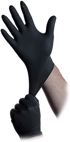 Black Lightning Nitrile Gloves 6 Mil, Disposable Powder-Free Exam & Work Gloves, Heavy Duty Chemical Resistant, Food Safe, Medical & Mechanic Gloves, Black, Small, 100 Count