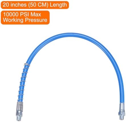 HARFINGTON Grease Gun Hose 20" 10000 PSI Spring Flex High Pressure Quick Release Grease Replacement with Coupler 1/8" NPT Threads for Grease Gun, Blue