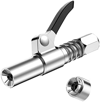 Grease Gun Coupler Grease Gun Fittings Quick Lock and Release Lube Heavy Grease Gun Nozzle Tips Coupler Compatible with All Grease Guns 1/8" Npt End Single Handle Upgraded to 12000 PSI
