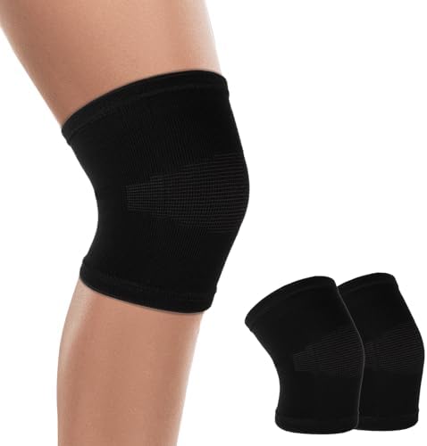 Andibro Kids Knee Sleeve Brace, 1 Pair Knee Compression Sleeve Breathable Children Knees Support Pad Elastic Soft Knees Protectors for Volleyball Football Dance Yoga Tennis Running Cycling Climbing(M)