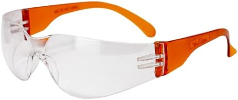 BISON LIFE Clear/Orange Safety Glasses for Men & Women, ANSI Z87.1, 12 Pack