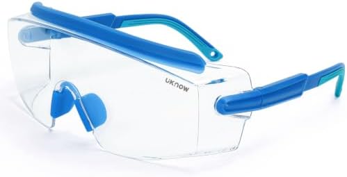 UKNOW Safety Goggles Over Glasses, Anti Fog Safety Glasses with Clear Wraparound Lens, ANSI Z87.1 Protective Eyewear