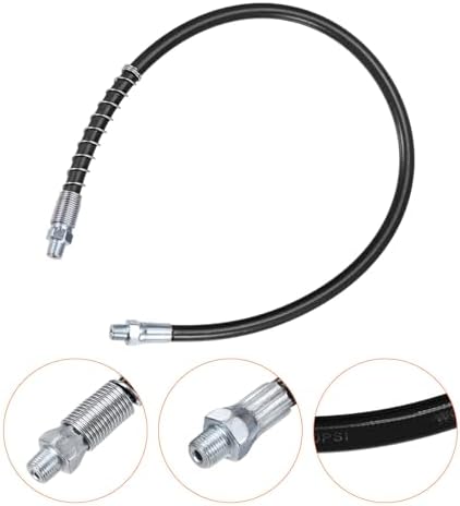 HARFINGTON Grease Gun Hose 23.6" 10000 PSI Spring Flex High Pressure Quick Release Grease Replacement with Coupler 1/8" NPT Threads for Grease Gun, Black
