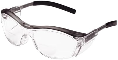 3M Safety Glasses with Readers, +2.0 Diopter, Clear Lens, Gray Frame