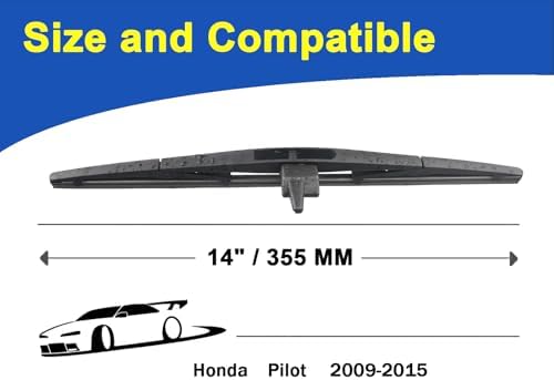 SIMPWIBLD Advanced All Season Rear Windshield Wiper Blade, Suitable for 2009-2015 Honda Pilot 14 "(Set of 1)