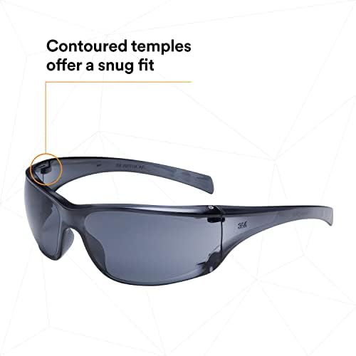3M Safety Glasses, Virtua AP, Side Shields, Anti-Fog Anti-Scratch Gray Lens, Gray Frame