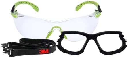 3M Safety Glasses, Solus 1000, Scotchgard Clear Lens, Green/Black Frame
