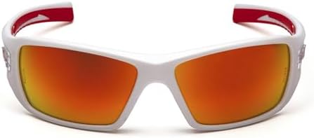 Pyramex Velar Safety Glasses, White-Red Frame/Sky Red Mirror Lens