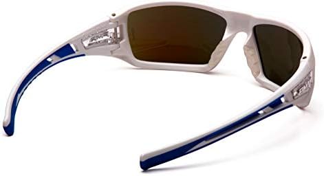 Pyramex Safety Velar Safety Glasses, White-Blue Frame/Ice Blue Mirror Lens Medium