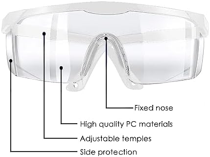 Safety Glasses, 5PCS Adjustable Wide-Vision Protective Glasses, Lightweight Fog-Proof Safety Goggles