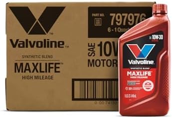 Valvoline MaxLife High Mileage 10W-30 Synthetic Blend Motor Oil 1 Quart, Pack of 6