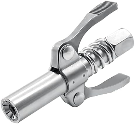 Grease Gun Coupler, Double Handle Quick Lock Release Grease Tips Ends Couplers, Rated 10,000 PSI, Compatible with All Grease Guns 1/8" NPT Fittings, 1-PC