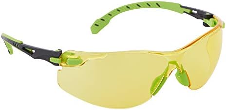 3M Safety Glasses, Solus 1000, Scotchgard Amber Lens, Green/Black Frame
