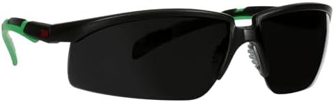3M Safety Glasses, Solus 2000, IR Shade 5.0 Gray Lens, Black/Green Temples