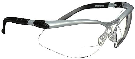3M Safety Glasses, BX Readers, +2.0, Anti-Fog Clear Lens, Silver Frame