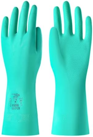 COOLJOB 18 Mil Chemical Resistant Nitrile Gloves 13" Long, Resist Household Acid, Alkali, Solvent and Oil, Latex Rubber Free