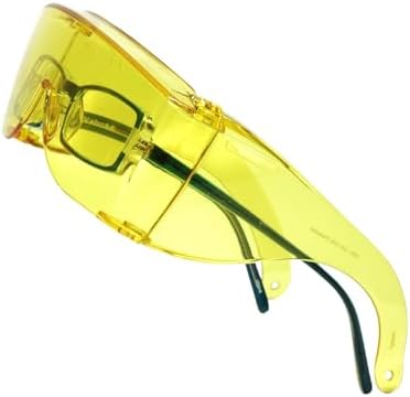 Calabria 3000 Fitover Safety Glasses with Uni-Lens – [Yellow] Wrap Around Eye Protection | Anti-Fog Scratch Resistant | Protective Eyewear