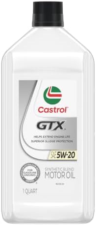 Castrol GTX 5W-20 Synthetic Blend Motor Oil, 1 Quart, Pack of 6