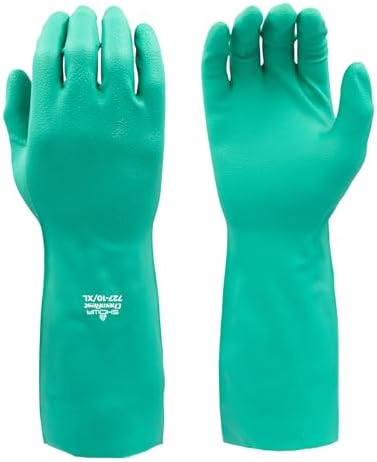 SHOWA 727 Chemical Resistant Gloves, 15-mil Nitrile, XX-Large, 12-Pack