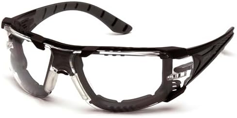 Pyramex Endeavor Plus Safety Glass Black/Gray Frame With Foam Padding Clear H2MAX Anti-fog Lens