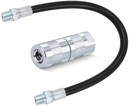 GOOACC Grease Gun Hose Accessory Kit, 12 Inch Flexible Whip Hose with Grease Gun Coupler Tips 1/8" NPT Threads Compatible with Standard Grease Gun Fittings 12000 PSI for Automotive Car Ship Machinery