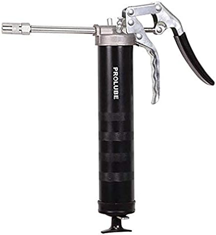 PROLUBE Professional Duty Pistol Grip Grease Gun | 14-Ounce Capacity | 5,000 PSI | 4-inch Steel Extension & Coupler | Bulk Loader & Air Bleeder | 1/8” NPT Threads (43052)