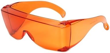 Calabria 3000 Fitover Safety Glasses with Uni-Lens – [Dark Orange Red] Wrap Around Eye Protection | Anti-Fog Scratch Resistant | Protective Eyewear